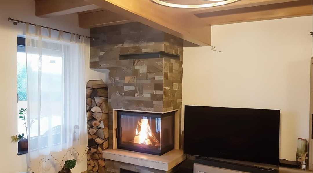 Semineu pe colt termocamin modern Viking Mures