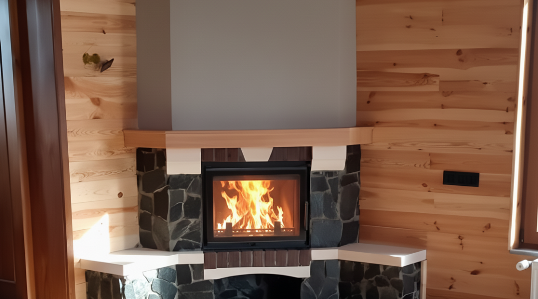 Șemineu rustic pe colț Toplița