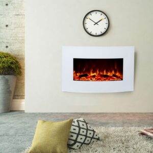 Șemineu electric de perete Glow Fire Jupiter, alb, fără funcție de încălzire