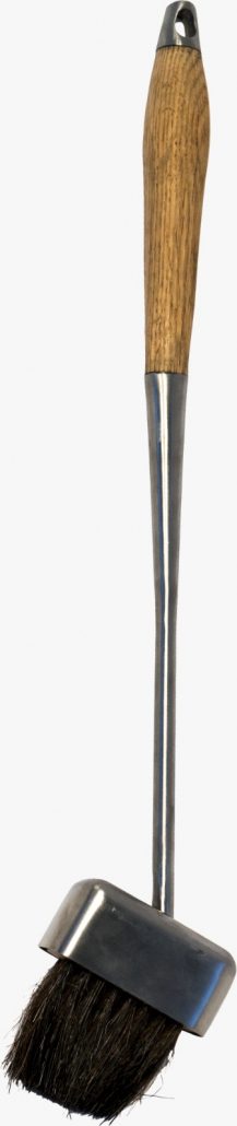 Perie pentru semineu - inox cu maner de lemn