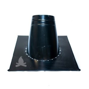 Etansare 40 grade pentru cos de fum exterior Fi300, fabricată din oțel negru durabil, ideală pentru acoperișuri înclinate, asigurând o izolație eficientă.
