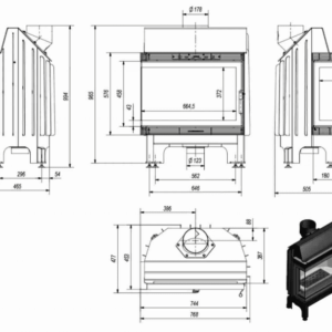 Focarul BK120 sticla stanga-schita