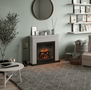 Semineu electric Frode Light Beige cu focar PowerFlame 2