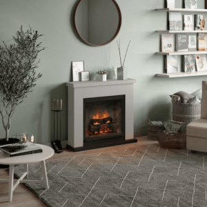 Semineu electric Frode Light Beige cu focar PowerFlame 2