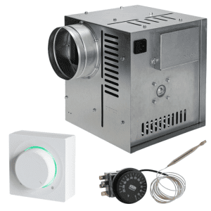 Set Ventilator Semineu Profesional 490mc - GEN II + Regulator electronic Alb Patrat + Termostat