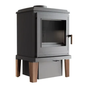 Soba din fontă Kratki K11 cu picioare din lemn, 6-9 kW