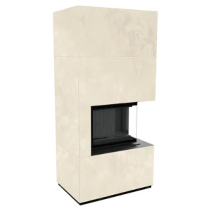 Șemineu modular Flotek Box cu sticlă pe colț dreapta