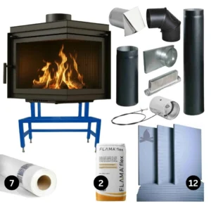 Focar fontă Bergen 8 kW sticlă dreapta – pachet complet