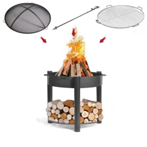 Pachet vatră foc Montana 60 cm, cu grătar inox CookKing