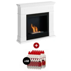 Semineu bioetanol Larsen alb cu portal și insert FreeFlame