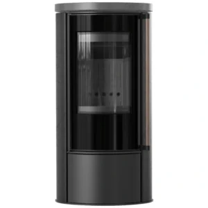 Soba pe lemne Kratki Erik 5.5 kW cu spațiu depozitare și sticlă semirotundă