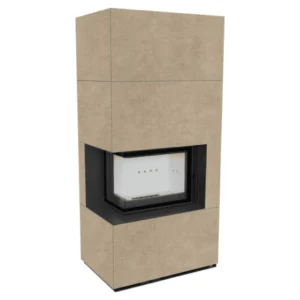 Semineu modular Kratki Flotek BOX, sticlă colț stânga, piatră naturală, 8 kW