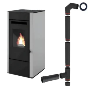 Soba pe peleti Eva Calòr 9.5 kW, albă, clasa A+