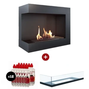 Pachet biosemineu DELTA Negru colt stanga cu sticla si 12L bioetanol