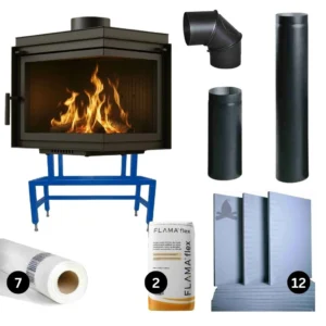 Focar fontă Bergen 8 kW sticlă dreapta - pachet PRO