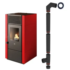 Sobă peleti roșie automatizată Eva Calòr, 8 kW