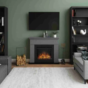 Semineu electric Larsen gri cu flacără 3D PowerFlame