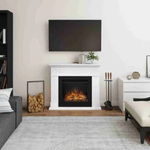 Semineu electric Larsen alb cu tehnologie 3D PowerFlame
