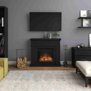 Semineu electric Larsen negru TAGU Deep Black cu efect 3D PowerFlame