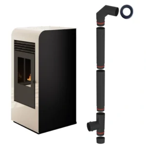 Soba pe peleti Eva Calòr alb, 9.5 kW, cu ventilație forțată