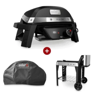 Pro Pack Weber - Gratar electric Pulse 1000 + husa + suport cu roti