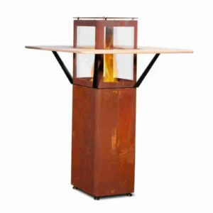 QUBE - INCALZITOR PELETI CORTEN CU MASA 114x114CM