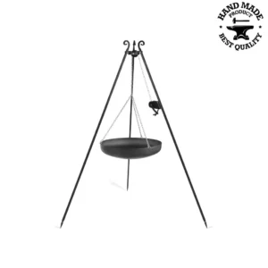 Trepied cu wok 60 cm - otel + sistem de ridicare