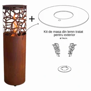 CORE - INCALZITOR PE PELETI CORTEN CU MASA 114CM