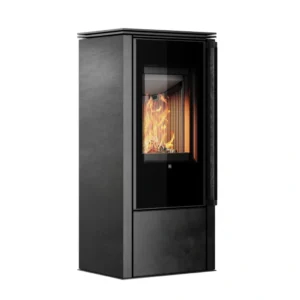 Soba din otel cu finisaj quartz - Negru antracit - maner lemn negru