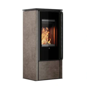 Soba din otel cu finisaj quartz Bej inchis - maner lemn negru - samota neagra