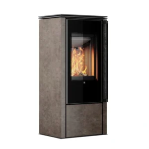 Soba din otel cu finisaj quartz - Bej inchis - maner lemn negru