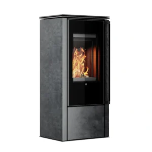 Soba din otel cu finisaj quartz Grafit - maner lemn negru - samota neagra