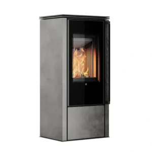 Soba din otel cu finisaj quartz - Antracit - maner lemn negru