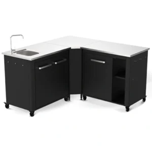 Pachet Bucatarie exterioara Cozze cu blat si chiuveta inox, modul de colt si masa inox