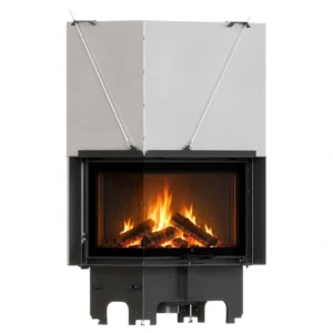 Focar MILANO 14 kW, sticla stanga, deschidere verticala - samota neagra