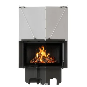 Focar MILANO 9 kW, sticla stanga, deschidere verticala - samota neagra