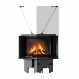 Focar MILANO 8 kW, sticla dreapta, deschidere verticala - samota neagra