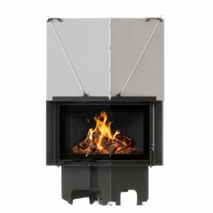 Focar MILANO 9 kW, sticla dreapta - deschidere verticala - samota neagra