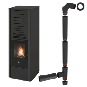 Soba peleti Karen, 9.5 kW, negru, rezervor XL + piese racordare