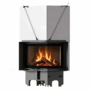 Focar MILANO 14 kW, sticla dreapta, deschidere verticala - samota neagra