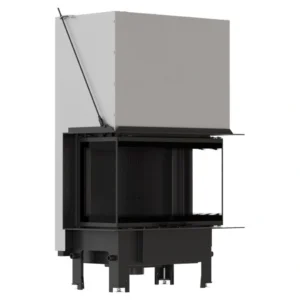 Focar MILANO 800/400 8 kW, trei laturi - deschidere verticala - samota neagra